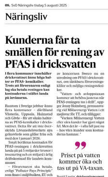 PFAS kunderna ska betala liten