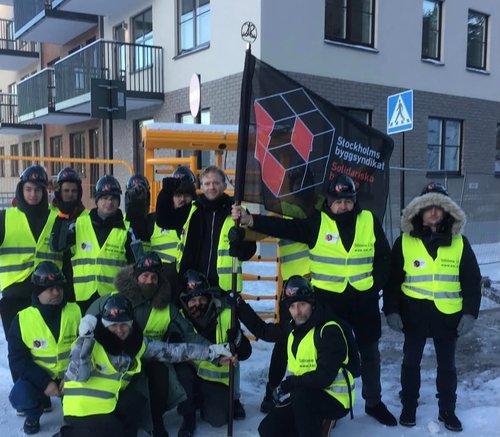 Solidariska byggare blockad vid Nacka Grace
